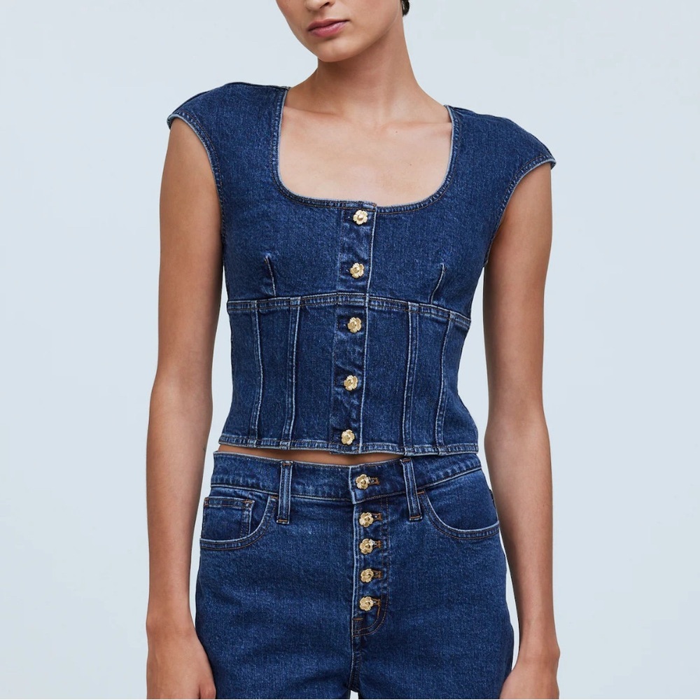 NWT Madewell Denim Button Crop Tank Size 4